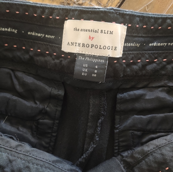 Anthropologie The Essential Slim Ankle Side Stripe Trouser Pants Black 4 - Picture 5 of 6